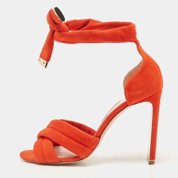 Nicholas Kirkwood Orange Suede Ziggy Sandals Size 37.5